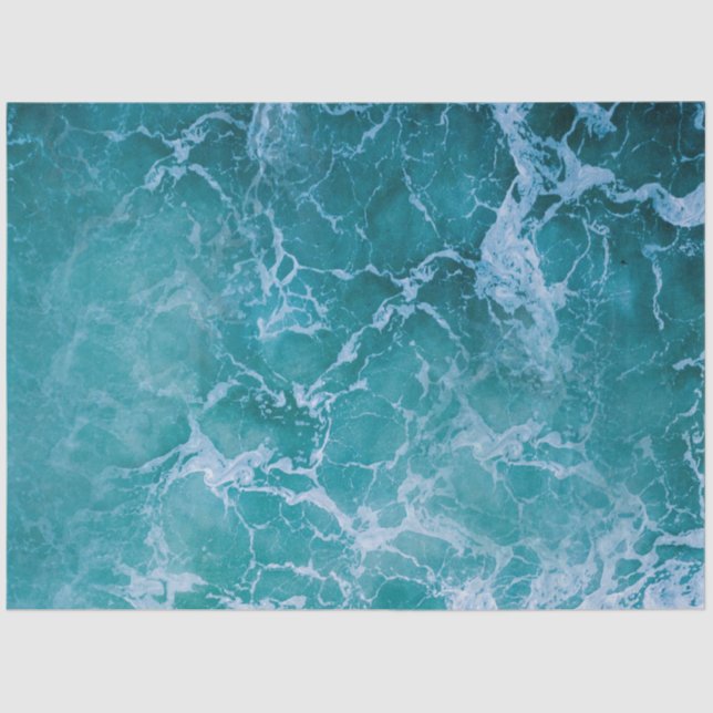 Deep Blue Ocean Waves Tissue Paper (Front)