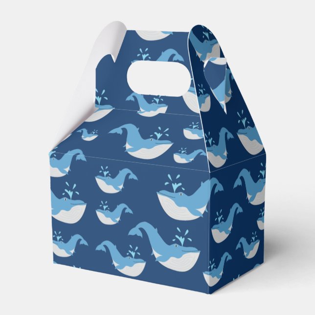 Deep Blue Ocean Whale Pattern Favor Box (Front Side)