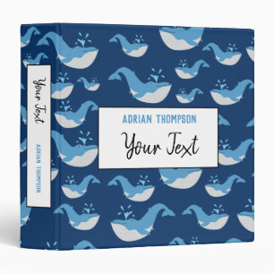 Deep Blue Ocean Whale Pattern School Binder