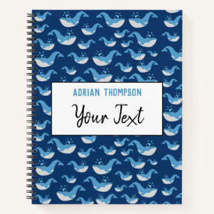 Deep Blue Ocean Whale Pattern School Notebook