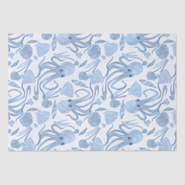 Deep Blue Octo Tissue Paper (Front)