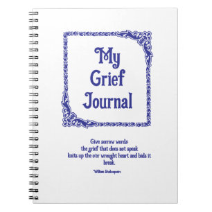 Deep Blue Ornate Corners Border Grief Journal