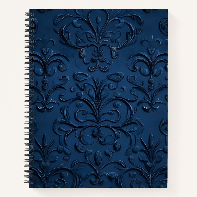 Deep Blue Ornate Pattern Notebook (Front)