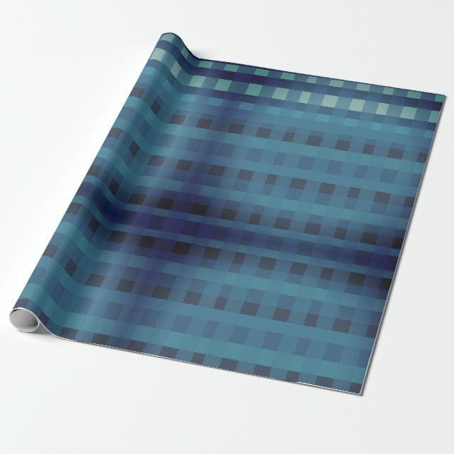 Deep  Blue Plaid, Gingham Pattern  Wrapping Paper (Unrolled)