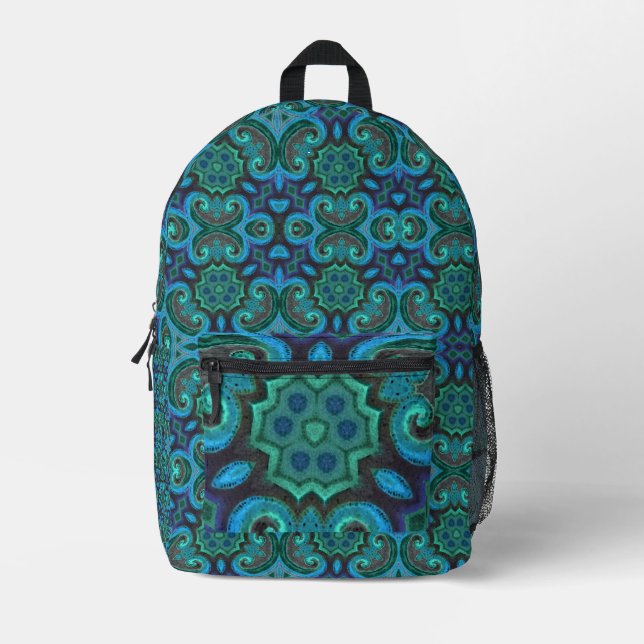 Deep Blue Printed Backpack (Front)
