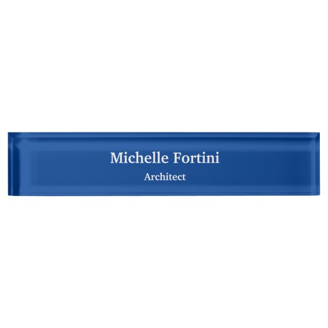 Deep Blue Professional Plain Modern Elegant Nameplate (Front)