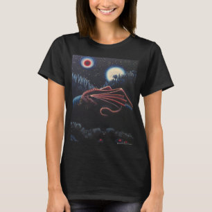 Deep Blue & Red Dragon Sleeping under the Stars T-Shirt