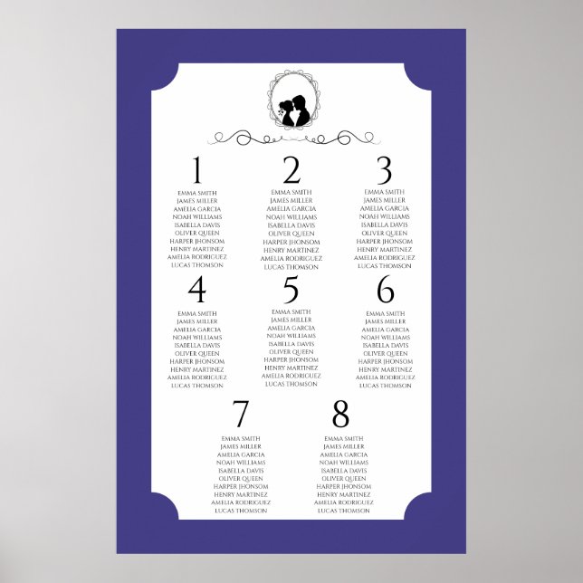 Deep Blue Regency Seating Chart Poster 3 of 3 (Devant)