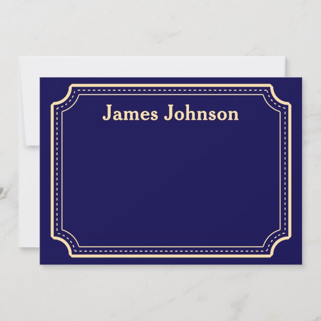Deep blue Retro Bold Serif Desk Name Plate Card (Front)