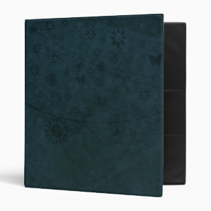 Deep Blue Retro Flowers and Butterflies Abstract Binder