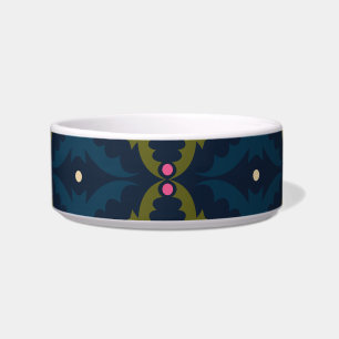 Deep Blue Retro Vintage Pattern  Bowl