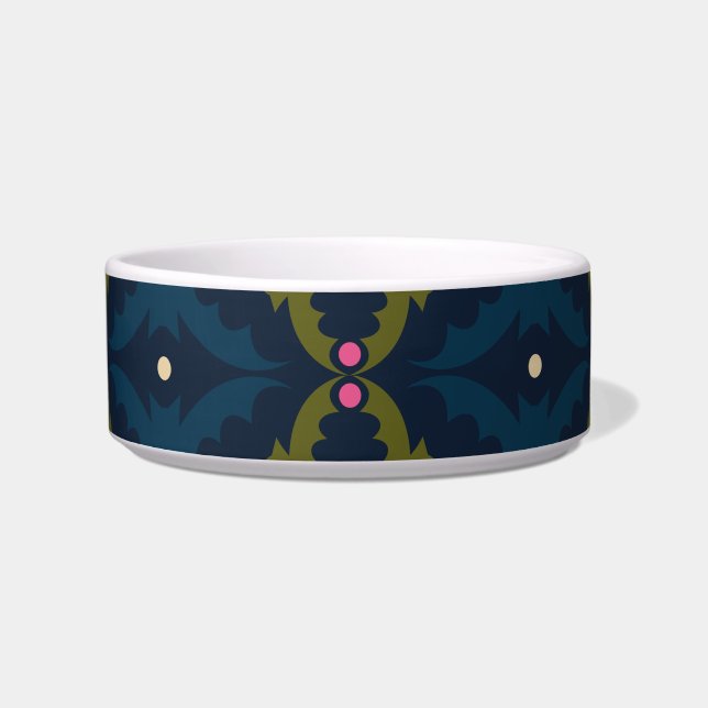 Deep Blue Retro Vintage Pattern  Bowl (Front)