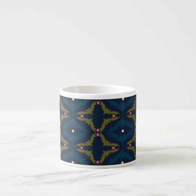 Deep Blue Retro Vintage Pattern  Espresso Cup (Front)
