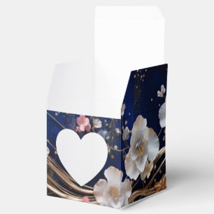 Deep Blue Scattered Flowers Favor Box