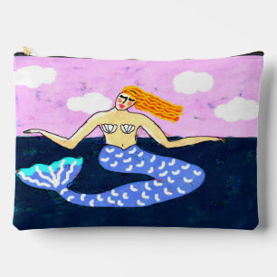Deep Blue Sea Abstract Art Mermaid Accessory Pouch