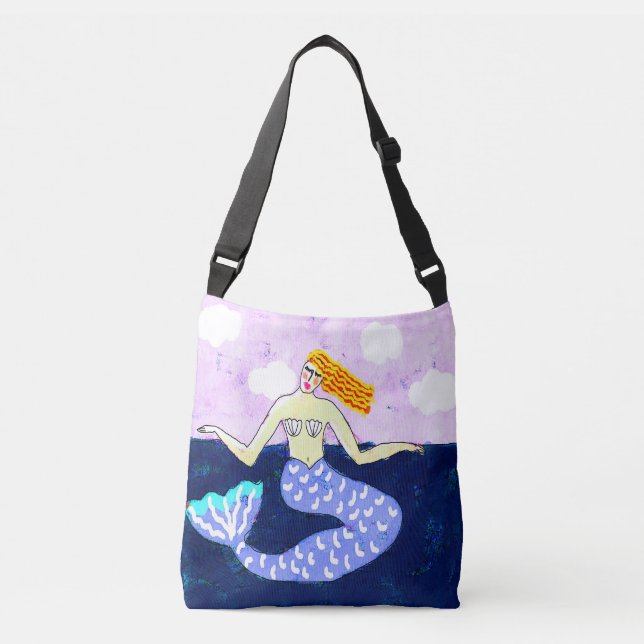 Deep Blue Sea Mermaid Crossbody Bag (Front)