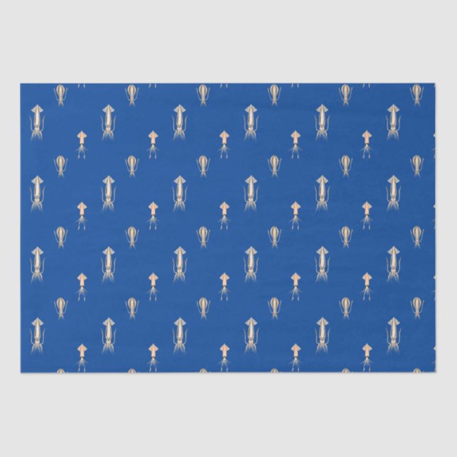Deep Blue Sea Squid Pattern Tissue Paper (Front)