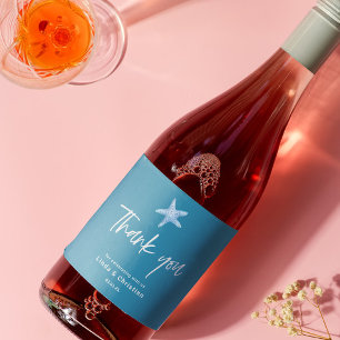Deep Blue Sea Summer Wedding Sparkling Wine Label