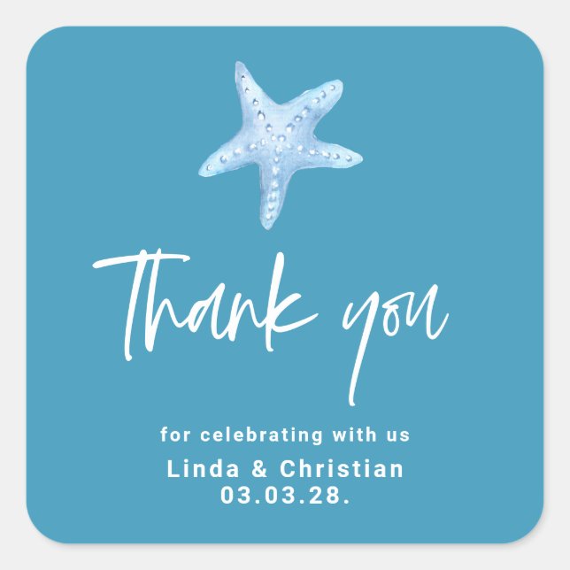 Deep Blue Sea Summer Wedding  Square Sticker (Front)