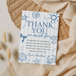 Deep Blue Sea Watercolor Thank You Card