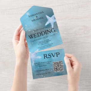 Deep Blue Sea Wedding  All In One Invitation