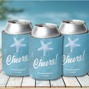 Deep Blue Sea Wedding Can Cooler