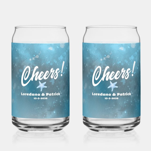 Deep Blue Sea Wedding  Can Glass (Front)