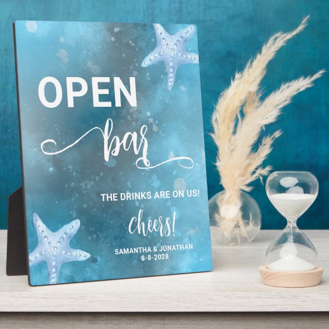 Deep Blue Sea Wedding Welcome Plaque (Side)