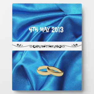 Deep Blue Silk Effect Wedding Plaque