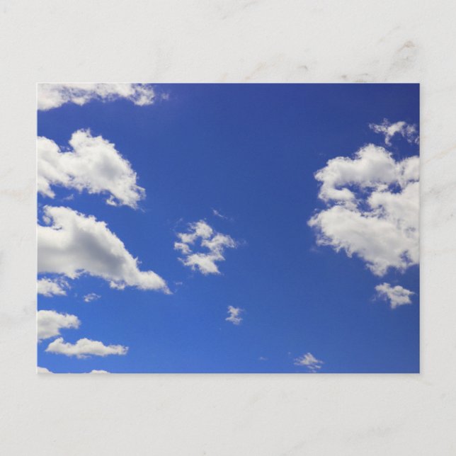 Deep Blue Sky White Fluffy Clouds, Photo   Postcard (Front)
