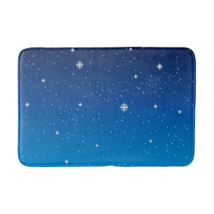 Deep Blue Starry Night Sky Bath Mat