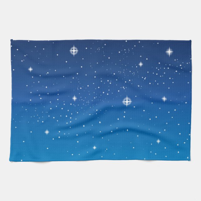 Deep Blue Starry Night Sky Kitchen Towel (Horizontal)