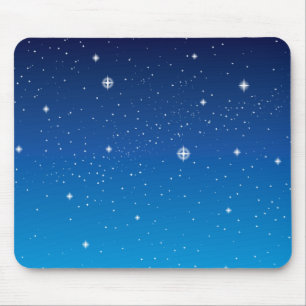Deep Blue Starry Night Sky Mouse Pad