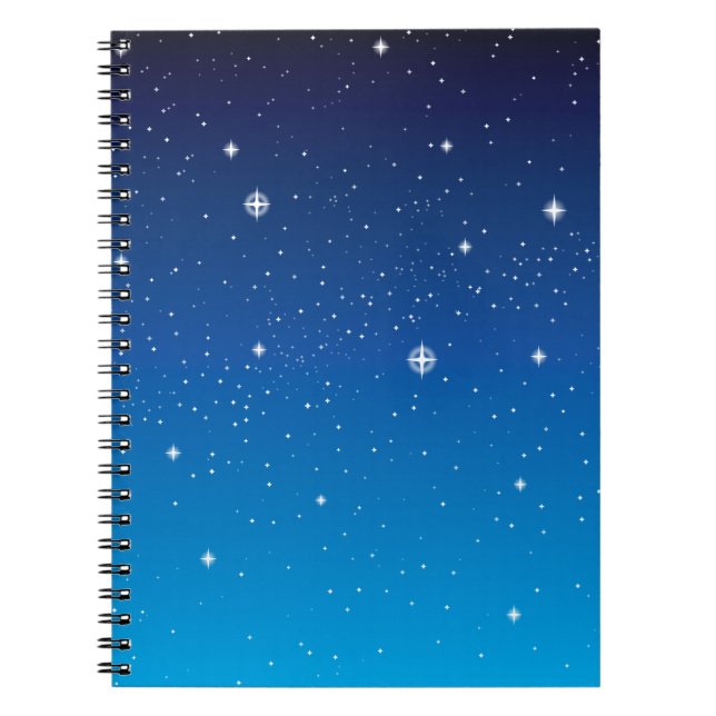 Deep Blue Starry Night Sky Notebook (Front)
