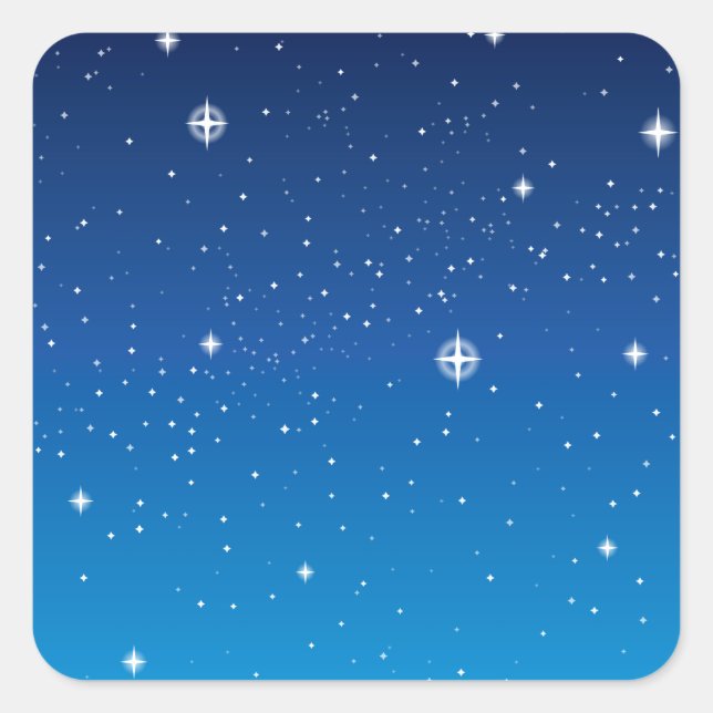 Deep Blue Starry Night Sky Square Sticker (Front)