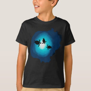 Deep Blue Swimming Turtles  T-Shirt