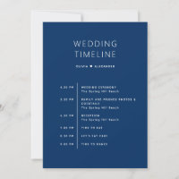 Deep Blue Timeline. Nautical Navy Wedding Schedule