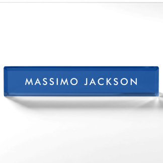 Deep Blue Trendy Modern Professional Nameplate