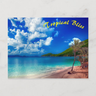 Deep Blue Tropical Island Bliss Postcard