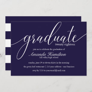 Deep Blue typography Graduation Invitation
