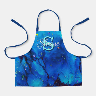 Deep Blue Underwater Alcohol Ink Apron