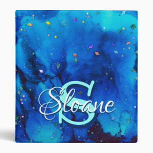 Deep Blue Underwater Alcohol Ink Painting Binder