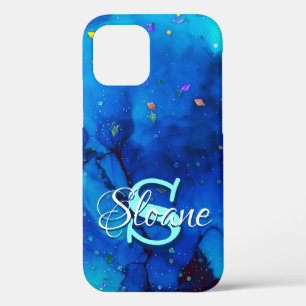 Deep Blue Underwater Alcohol Ink Painting iPhone 12 Pro Case