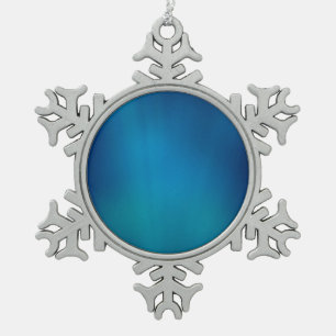 Deep Blue Underwater Glow Snowflake Pewter Christmas Ornament