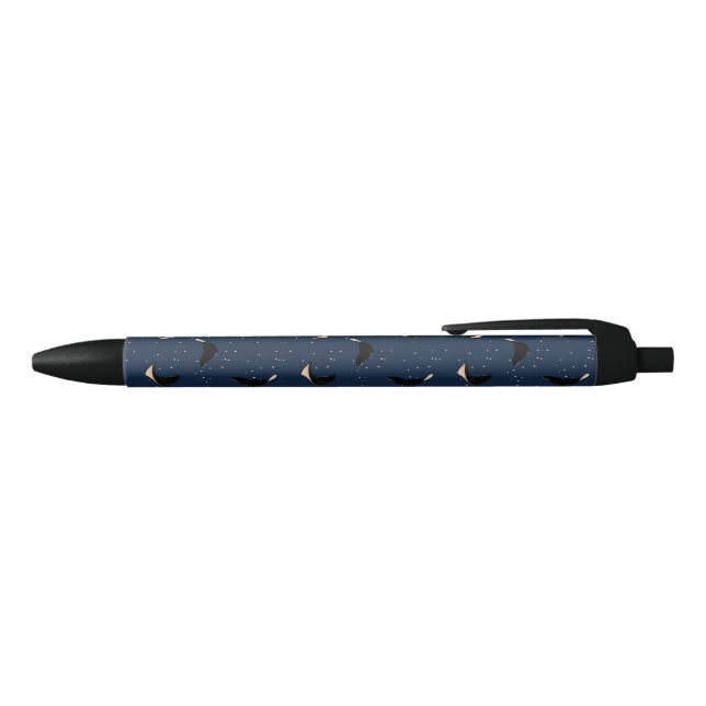 Deep Blue Underwater Spotted Sea Ray Fish Black Ink Pen (Top)