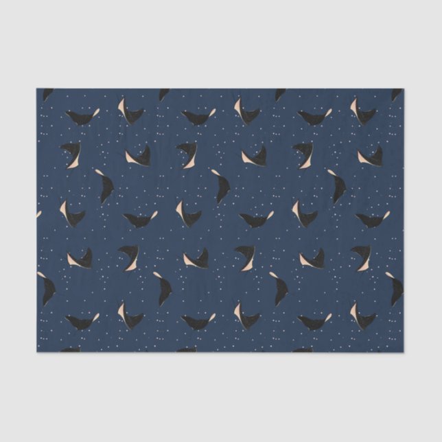Deep Blue Underwater Spotted Sea Ray Fish Tissue Paper (Front)