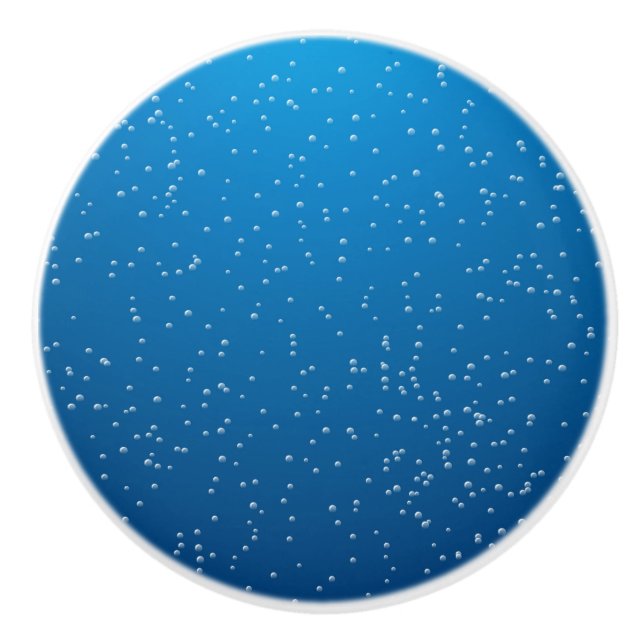 Deep Blue Water and Tiny Bubbles Ceramic Knob (Front)