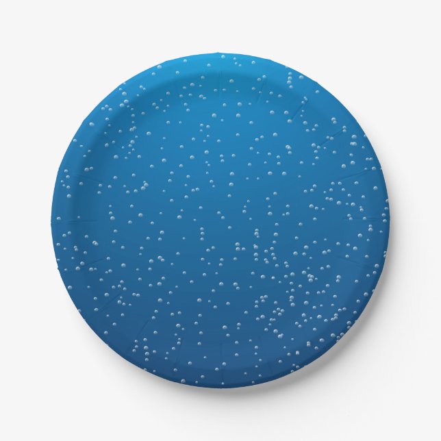 Deep Blue Water and Tiny Bubbles Paper Plate (Front)