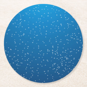 Deep Blue Water and Tiny Bubbles Round Paper Coaster