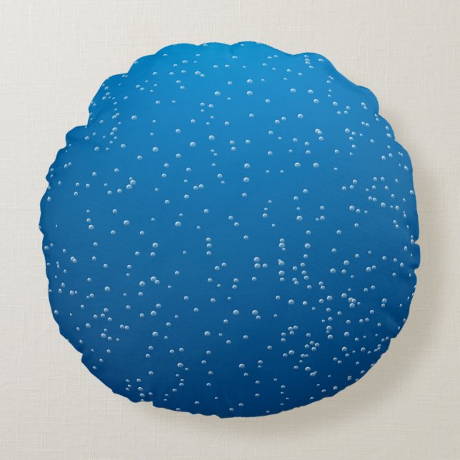 Deep Blue Water and Tiny Bubbles Round Pillow (Front)